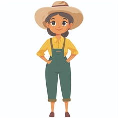At the Farm Theme Girl Farmer Transparent Sticker